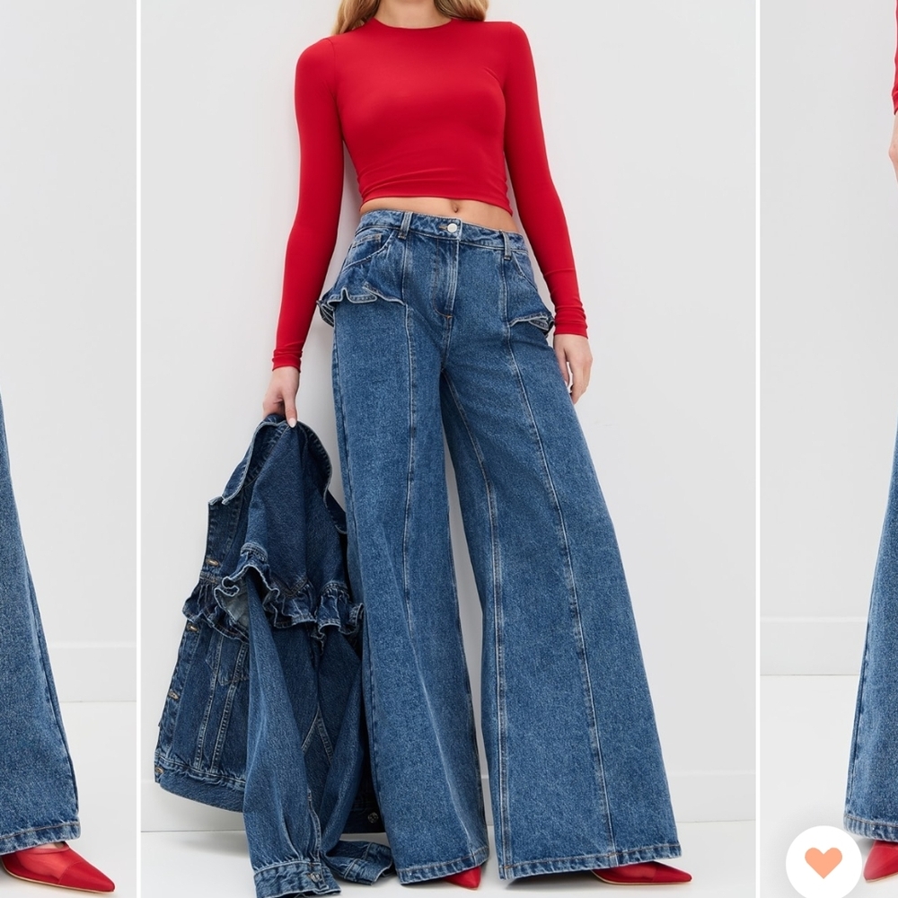 Aknvas  Blue Wide-Leg Jeans
